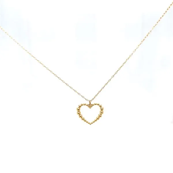 14K Yellow Gold Bujukan Beaded Open Heart Pendant Necklace Reed & Sons Sedalia, MO