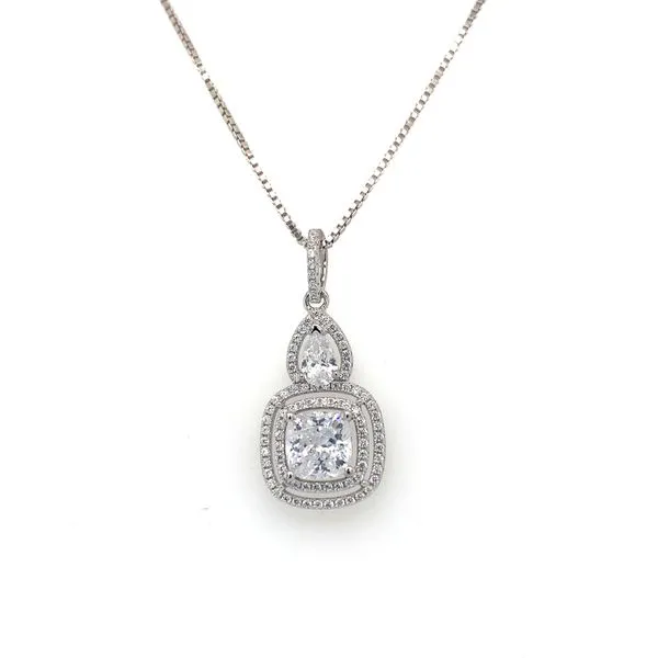 Sterling Silver Double Halo Cushion Pendant Reed & Sons Sedalia, MO