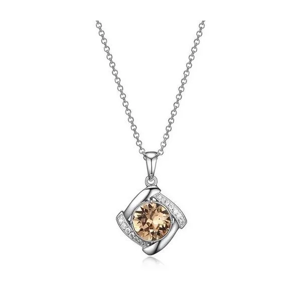 Sterling Silver Citrine Swarovski Crystal Necklace with CZ Reed & Sons Sedalia, MO