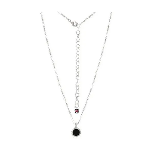 Sterling Silver Rhodium Plated 6mm Black Agate Rope Trim Necklace with Extension similar item image
