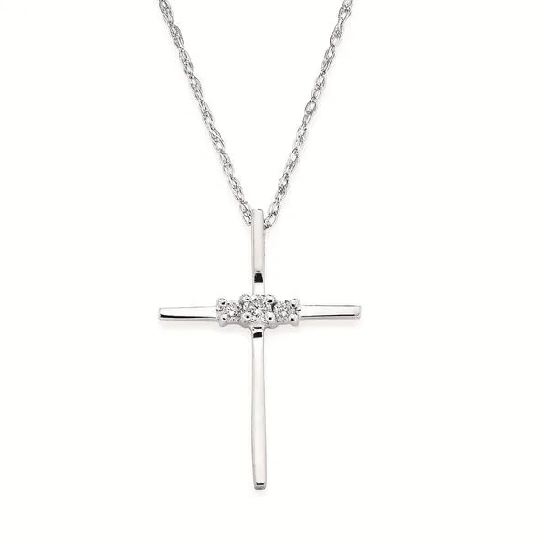 Sterling Silver and Diamond Cross Pendant with an 18\ Chain
