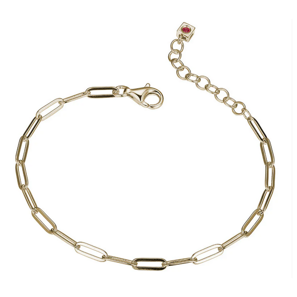 18K Yellow Gold-Plated Sterling Silver 3mm Paperclip Bracelet Reed & Sons Sedalia, MO