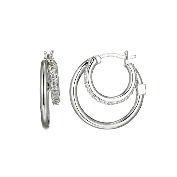 Sterling Silver Simpatico CZ Hoop Earrings Reed & Sons Sedalia, MO