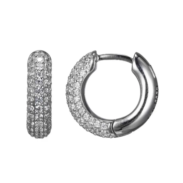 Sterling Silver Stardust CZ Round Hoops Reed & Sons Sedalia, MO