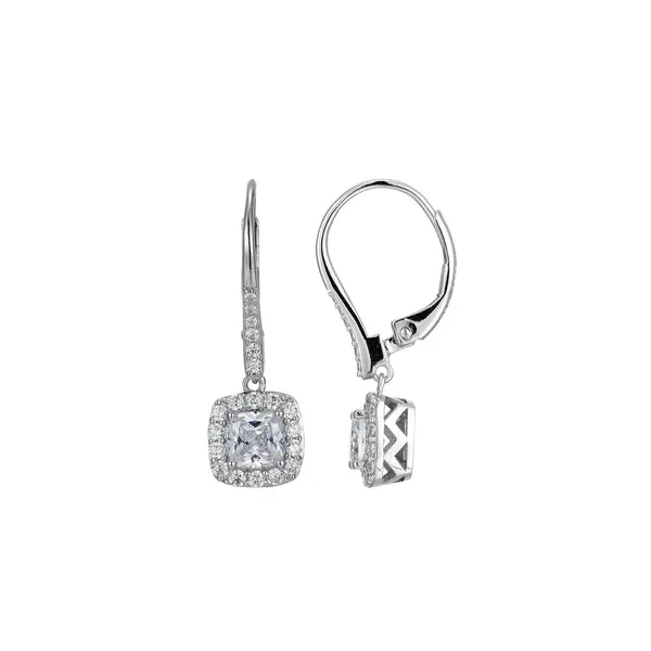 Sterling Silver Clear CZ Halo Earrings Reed & Sons Sedalia, MO