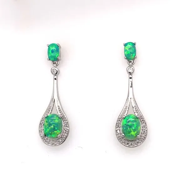 Created Green Opal Earrings
