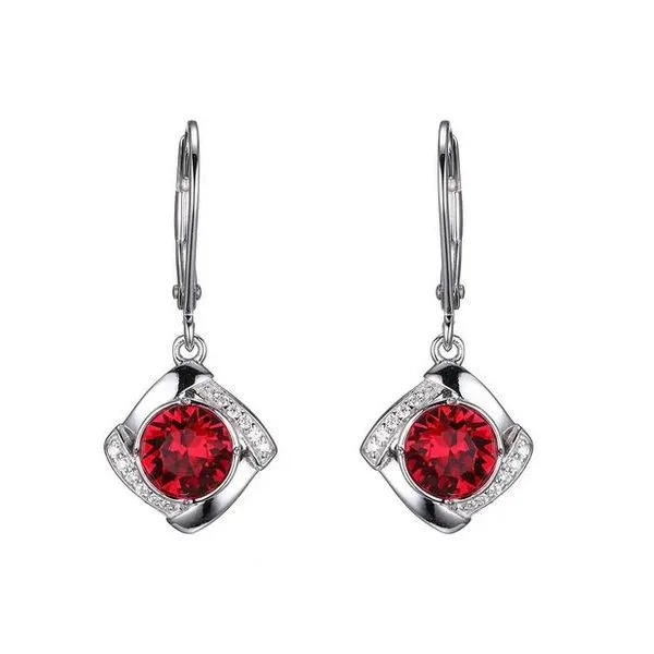 Sterling Silver Garnet Swarovski Crystal Earrings with CZ Reed & Sons Sedalia, MO