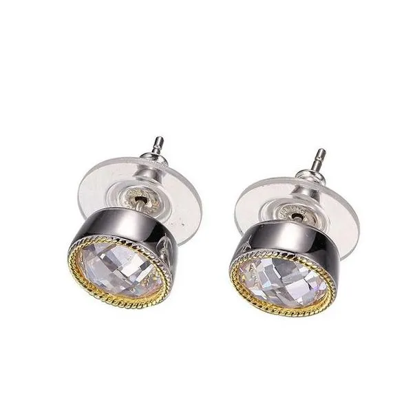 Sterling Silver Rhodium Plated 8mm Round CZ Post Earrings Reed & Sons Sedalia, MO