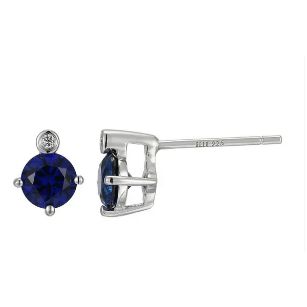 Sterling Silver Rhodium and Yellow Gold Plated CZ Heart Stud Earrings Reed & Sons Sedalia, MO