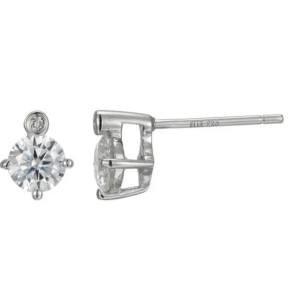 Sterling Silver Rhodium and Yellow Gold Plated CZ Heart Stud Earrings Reed & Sons Sedalia, MO