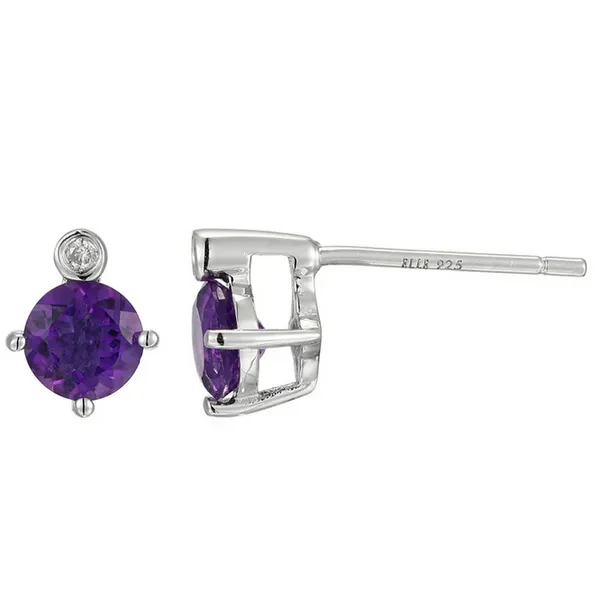 Sterling Silver Rhodium and Yellow Gold Plated CZ Heart Stud Earrings Reed & Sons Sedalia, MO