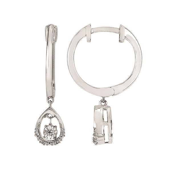 Sterling Silver Diamond Teardrop Hoop Earrings Reed & Sons Sedalia, MO