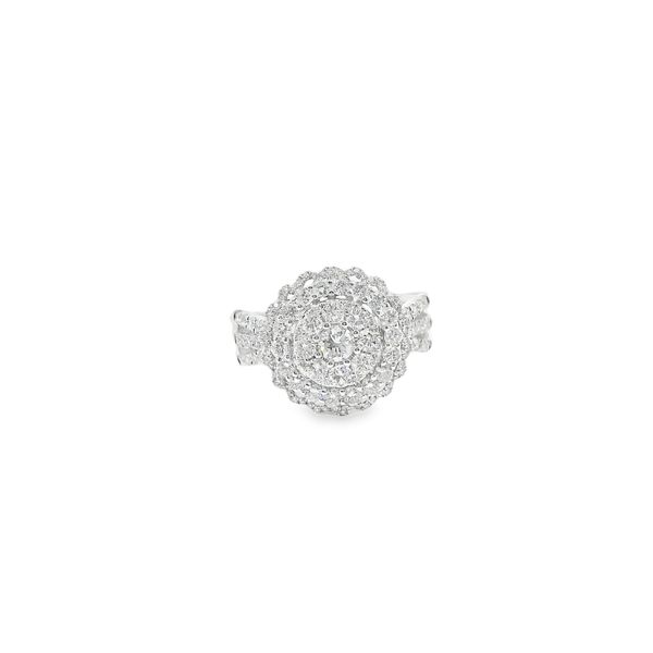 14K White Gold 1.37Ctw Diamond Cluster Center With 3 Band Style Ring Reiniger Jewelers Swansea, IL
