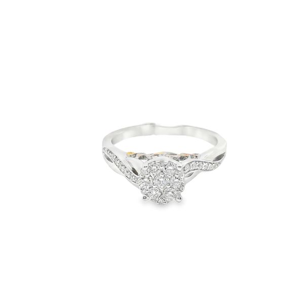 14K Two Tone White And Rose Gold .38Ctw Diamond Cluster Twist Ring Reiniger Jewelers Swansea, IL