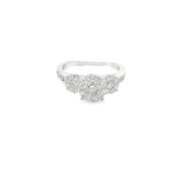 14K White Gold 1.45Ctw Diamond 3 Stone Cluster Ring Reiniger Jewelers Swansea, IL