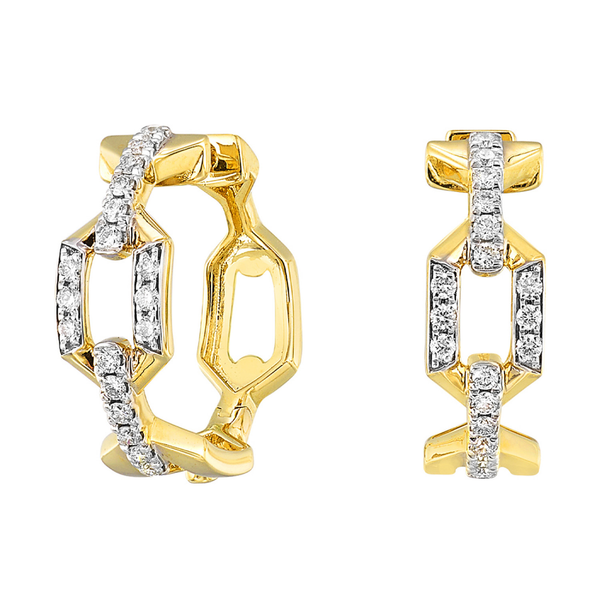 14K Yellow Gold 1/3Ctw Link Hoop Earrings Reiniger Jewelers Swansea, IL
