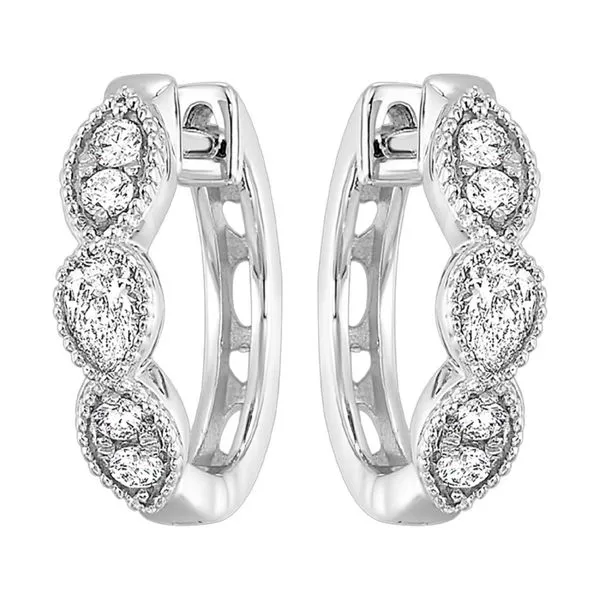 14k White Gold marquise style huggie hoops Reiniger Jewelers Swansea, IL