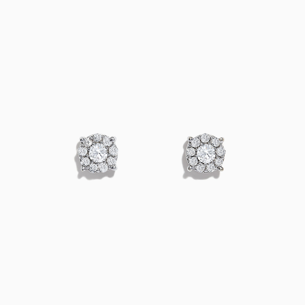 14K White Gold .93Ctw Round Diamond Cluster Stud Earrings Reiniger Jewelers Swansea, IL