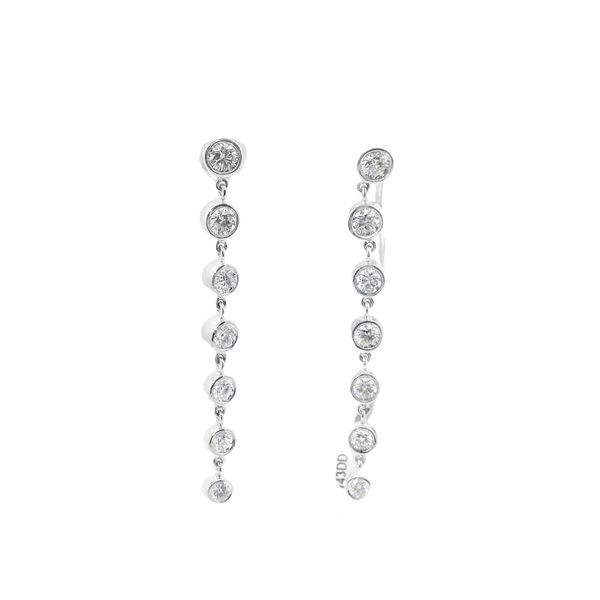14K White Gold Round Bezel Set Dangle Earring Studs Reiniger Jewelers Swansea, IL