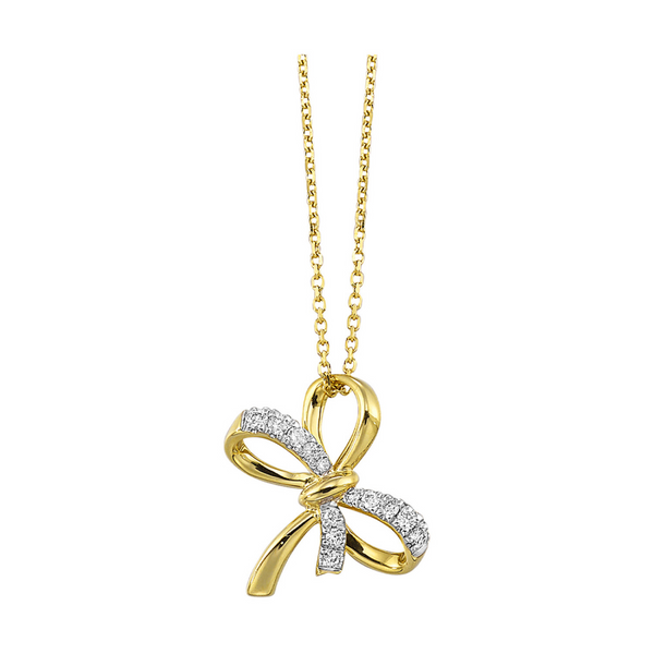 14K YELLOW GOLD 1/10CTW DIAMOND BOW PENDANT Reiniger Jewelers Swansea, IL