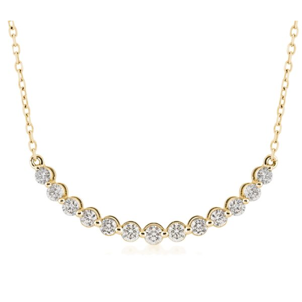 14k Yellow Gold Multi Round Lab Grown Diamond Bar Style Necklace Reiniger Jewelers Swansea, IL