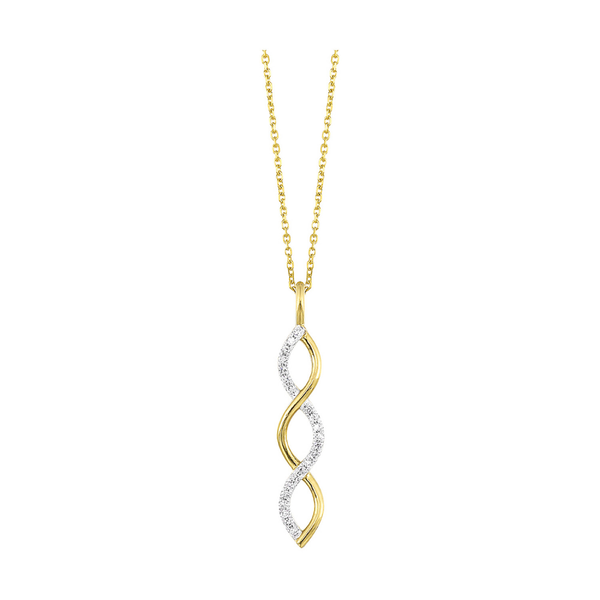 10K Yellow Gold  1/12Ctw Diamond Twist Necklace Reiniger Jewelers Swansea, IL