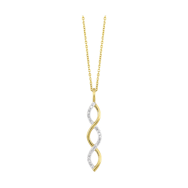 10K Yellow Gold  1/12Ctw Diamond Twist Necklace Reiniger Jewelers Swansea, IL