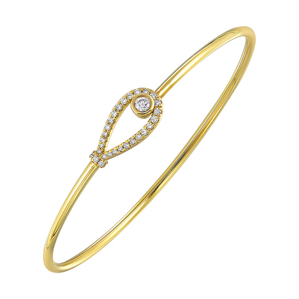 14K Yellow Gold 1/3Ctw Diamond Tear Drop Bangle Style Bracelet Reiniger Jewelers Swansea, IL