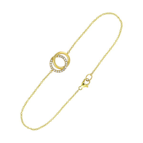 14K Yellow Gold 1/10Ctw Diamond Double Circle Bracelet Reiniger Jewelers Swansea, IL