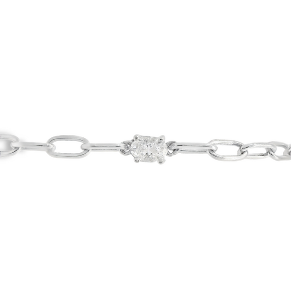 Sterling silver .25ctw oval lab grown diamond paperclip bracelet Reiniger Jewelers Swansea, IL