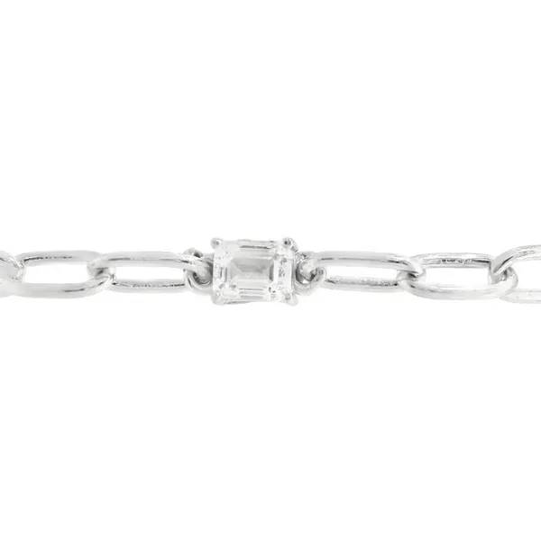 Sterling silver .25ct emerald cut lab grown diamond paperclip bracelet Reiniger Jewelers Swansea, IL