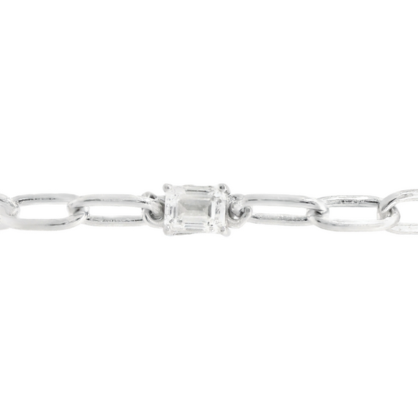 Sterling silver .25ct emerald cut lab grown diamond paperclip bracelet Reiniger Jewelers Swansea, IL