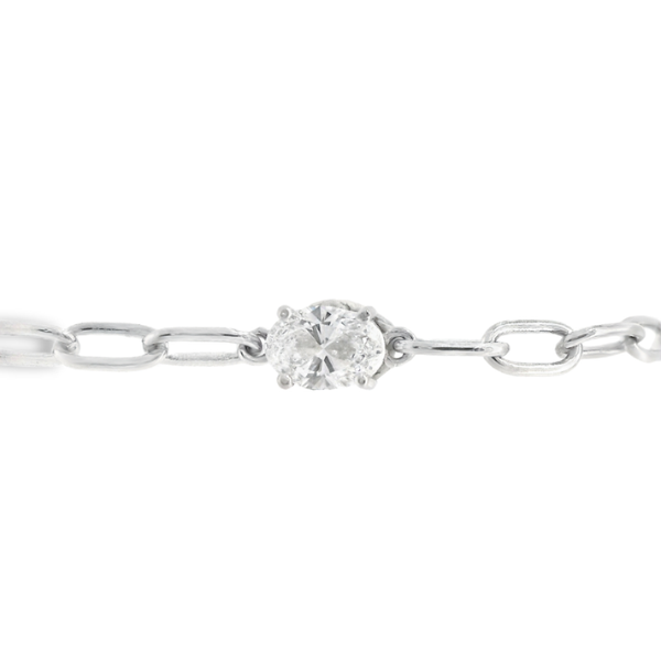 Sterling silver .50ct oval lab grown diamond paperclip bracelet Reiniger Jewelers Swansea, IL
