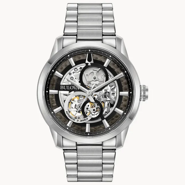 Mens Stainless Steel Open Face Black Face Self Winding Watch Reiniger Jewelers Swansea, IL