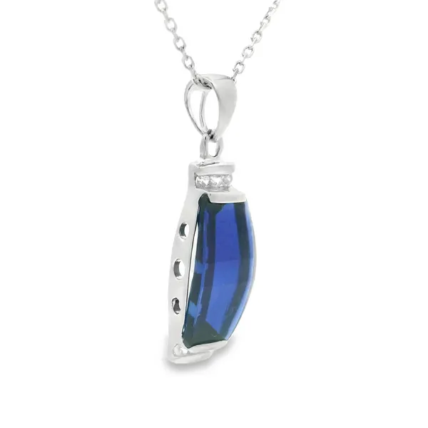 Sterling Silver Lab Created Blue Sapphire Necklace Image 2 Reiniger Jewelers Swansea, IL