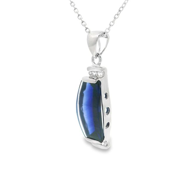 Sterling Silver Lab Created Blue Sapphire Necklace Image 3 Reiniger Jewelers Swansea, IL