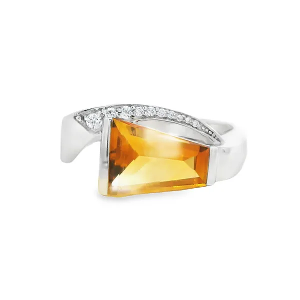 Sterling Silver Citrine and Cz fashion ring Reiniger Jewelers Swansea, IL