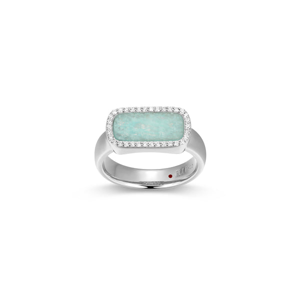 STERLING SILVER AMAZONITE AND WHITE CZ RING Reiniger Jewelers Swansea, IL