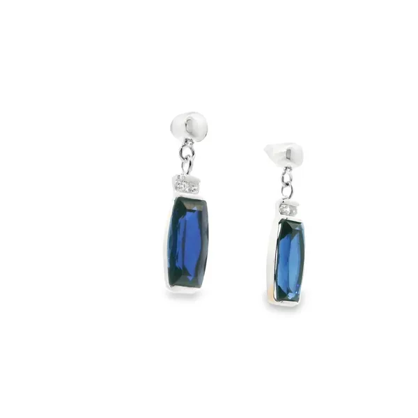 Sterling Silver Lab Created Blue Sapphire Earrings Image 2 Reiniger Jewelers Swansea, IL