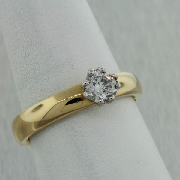 18K Yellow Gold Solitaire Engagement Ring Rich Custom Jewelry Las Vegas, NV