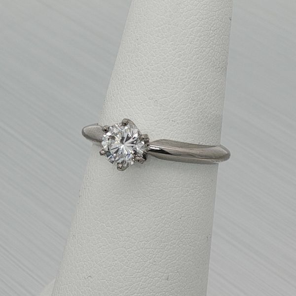 14K White Gold Solitaire Ring with 0.65ct GIA Round Brilliant Cut Diamond Rich Custom Jewelry Las Vegas, NV