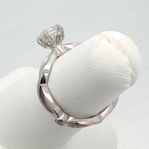 14K White Gold Triple Infinity Engagement Ring with a 0.58ct Round Brilliant Cut Diamond Set in Hidden Halo Basket Image 2 Rich Custom Jewelry Las Vegas, NV