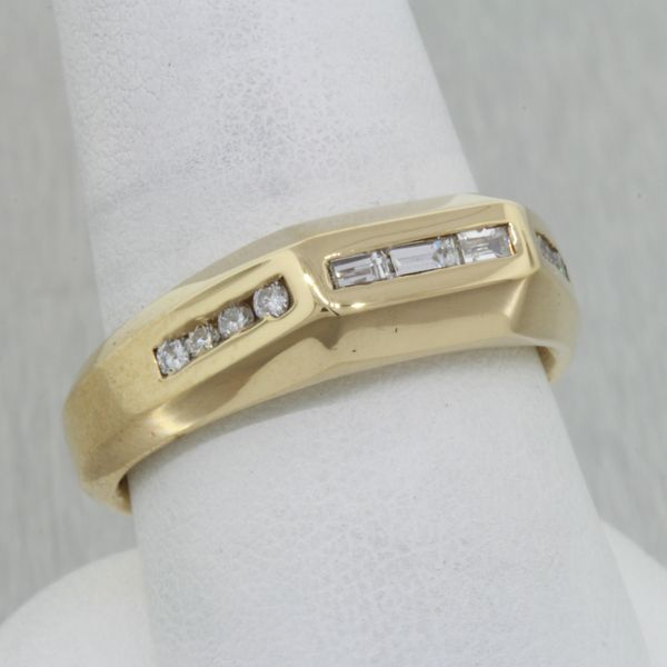Classic Comfort Fit 14KY Gold and Mined Diamond Ring with Baguette Diamonds Rich Custom Jewelry Las Vegas, NV