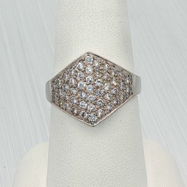 Rich Custom Jewelry 14K White Gold Diamond Pavé Shield Ring Rich Custom Jewelry Las Vegas, NV