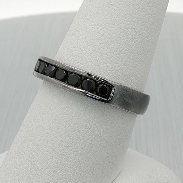 Black Diamond Set in 14KW Gold with a Distressed Light Black Ruthenium Finish Rich Custom Jewelry Las Vegas, NV