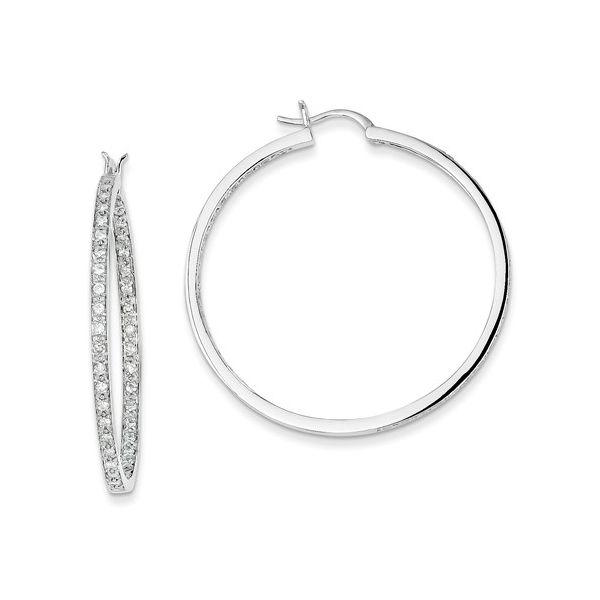 14k White Gold 0.91ct T.W. Diamond In/Out Hoop Earrings Rich Custom Jewelry Las Vegas, NV
