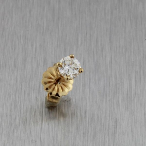 14KY Gold Solitaire Diamond Earring Single .20 ct Rich Custom Jewelry Las Vegas, NV