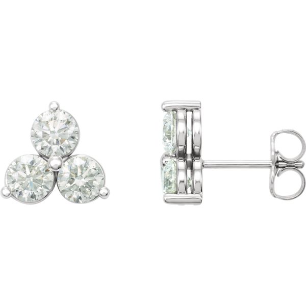14K White Gold 0.60ct T.W. Three Diamond Stud Earrings Rich Custom Jewelry Las Vegas, NV