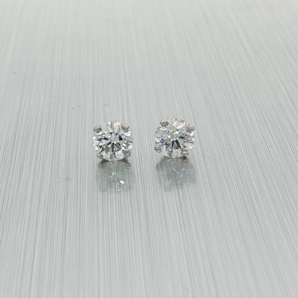 14K White Gold Stud Earrings with 0.92ct T.W. Round Brilliant Cut Diamonds Rich Custom Jewelry Las Vegas, NV
