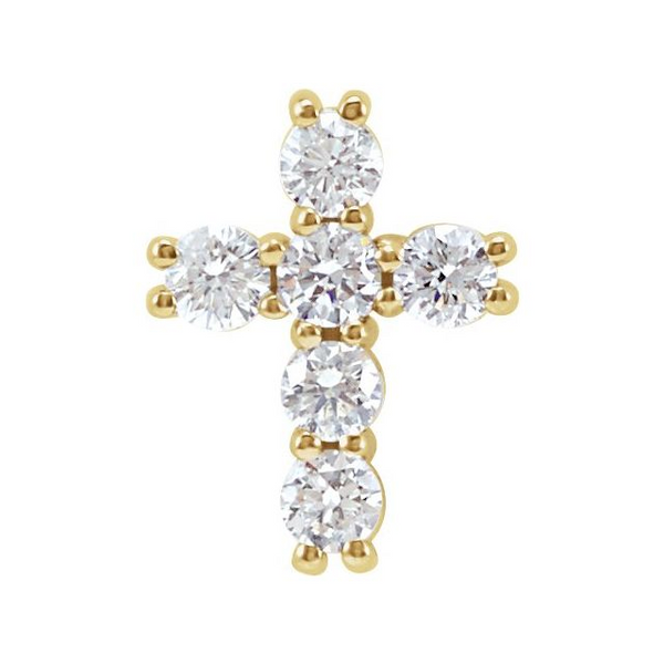 14K Yellow Gold Cross Charm Pendant with Round Brilliant Cut Diamonds Rich Custom Jewelry Las Vegas, NV